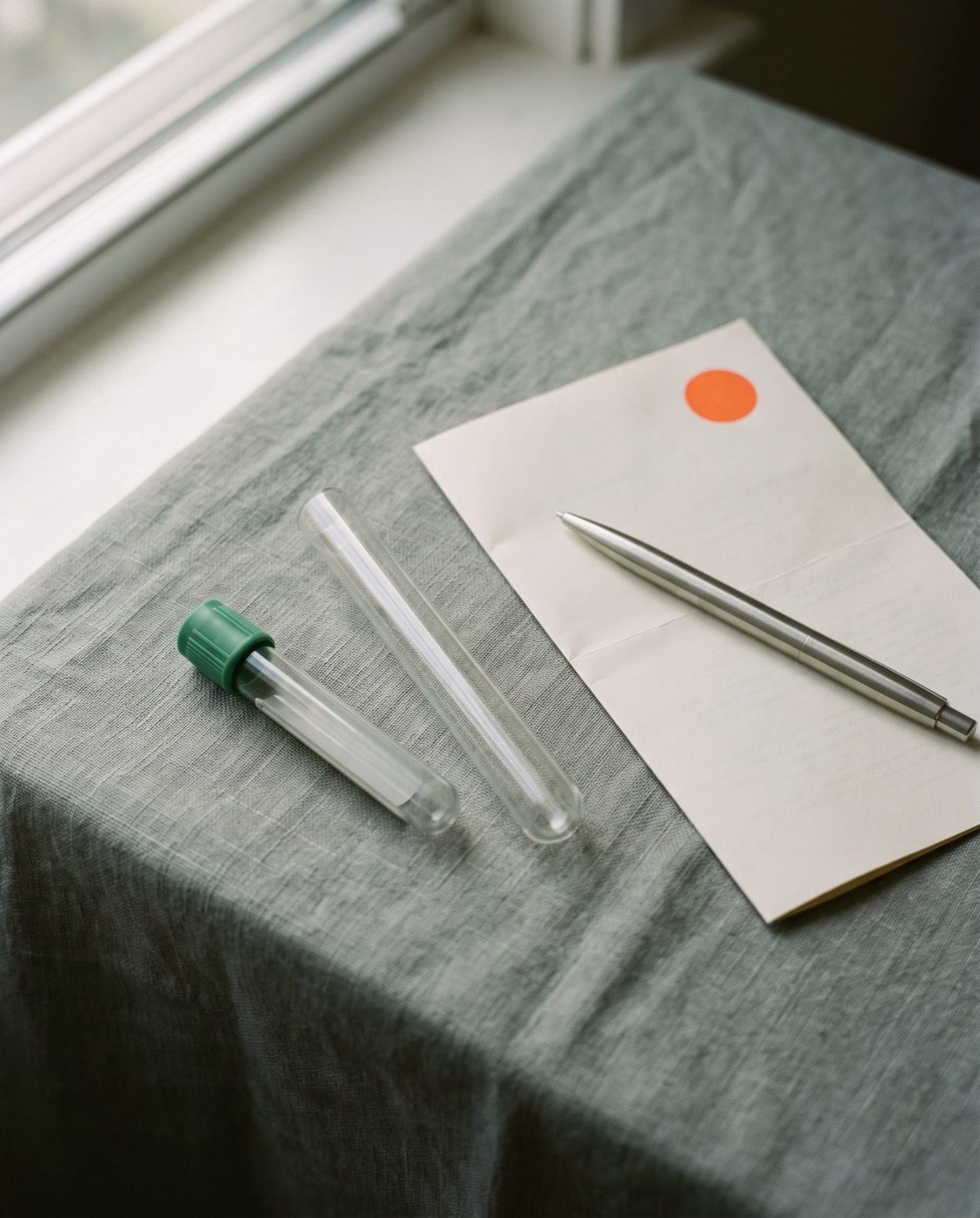 Sample tubes and a report on grey linen